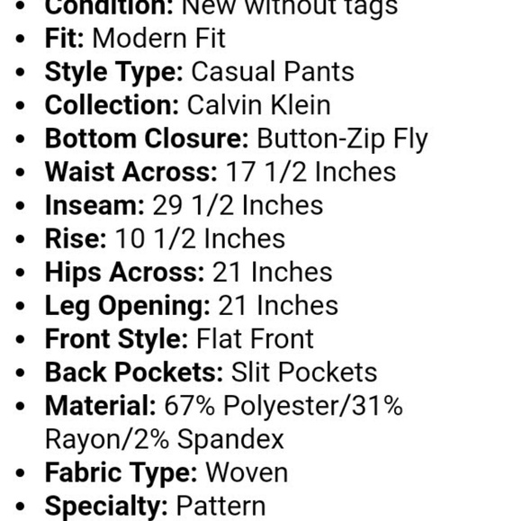 NWT Calvin Klein light Powder Dress Pants trousers. 👀 NICE! 14p - Picture 15 of 16